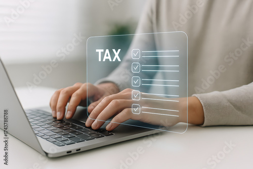 Tax planning services to maximize tax savings and optimize business finances provided by knowledgeable financial advisors. digital tax checklist that shows electronic and online tax filing.