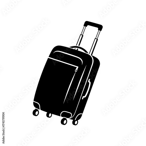 Backpack Illustration – Detailed Black and White Vector Drawing of Travel and School Bag with Front Pocket and Straps