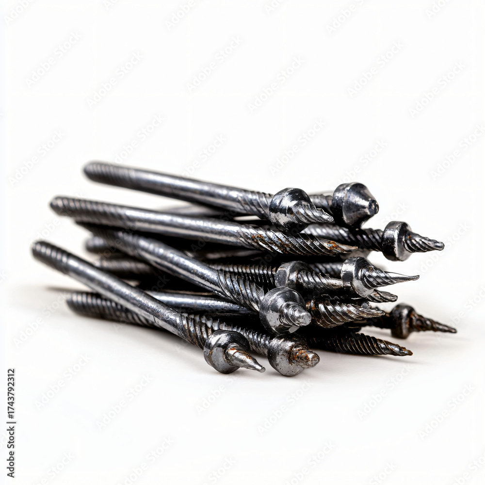Fototapeta premium Construction tools steel nails workshop product photography indoor close-up essential fasteners for building projects