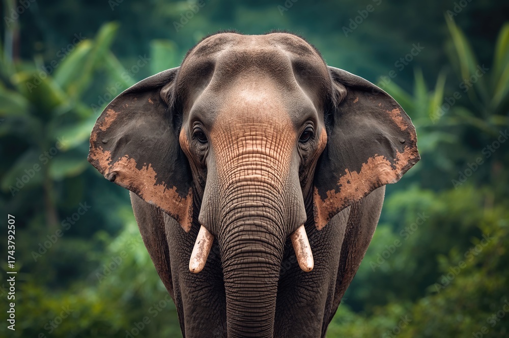 Fototapeta premium Close-up of a Large Elephant in its Natural Habitat