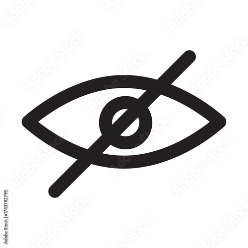 hide button icon with eye visual with outline style and black color