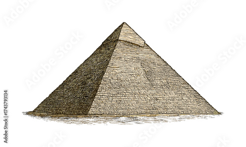 Ancient pyramid sketch: detailed architectural drawing of a historical monument