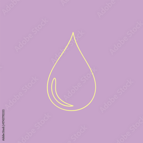 Minimalist line art of a single droplet shape on a pastel purple emphasizing simplicity and elegance