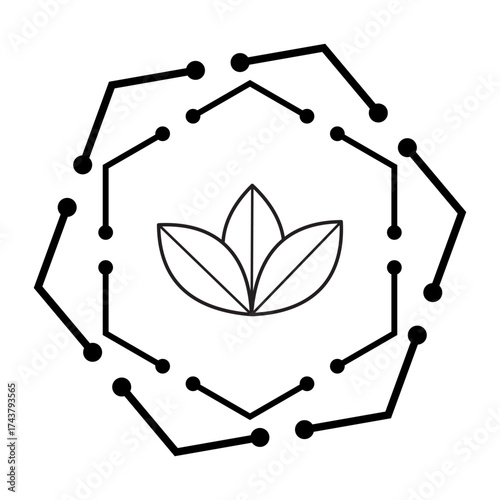 Sustainable Innovation Line Icon. Eco and AI Fusion