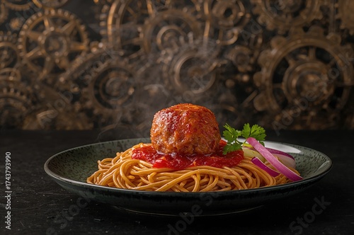 Machine-made pork meatball