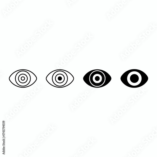 Minimalist eye icon design progression step by step development visual