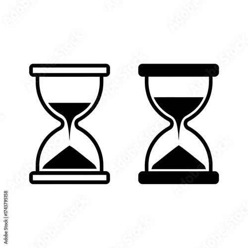 Minimalist hourglass icons representing time passing and measurement