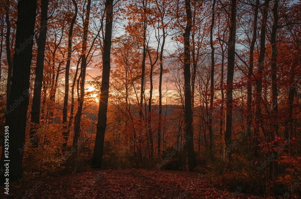 Obraz premium Forest in the fall season in Eastern Europe