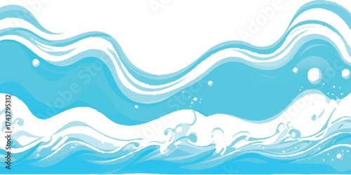 Abstract Sky Blue Illustration with Artistic Brush Strokes and White Space Concept