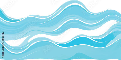 Abstract turquoise painting with flowing lines conveys a sense of calm simplicity