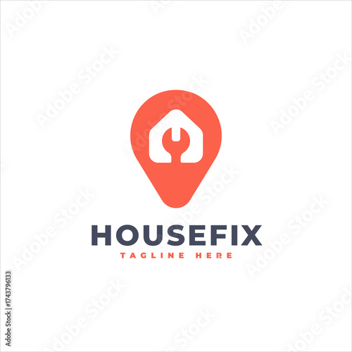 Home Repair Location Pin Logo Template Brand Identity