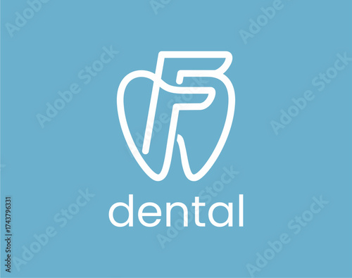 Modern Initial F Dentist Tooth Care Clinic, Letter F Dental Logo Design