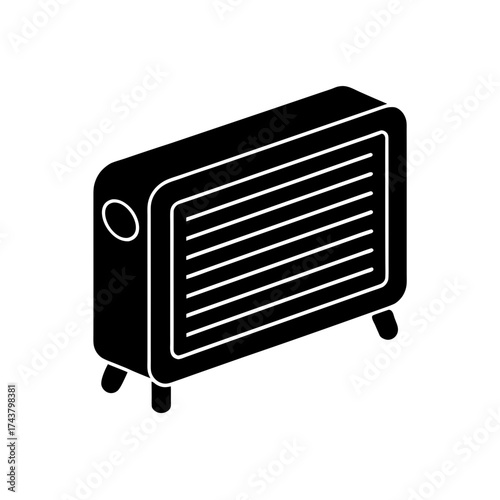 Illustration of a black radiator on transparent background silhouette