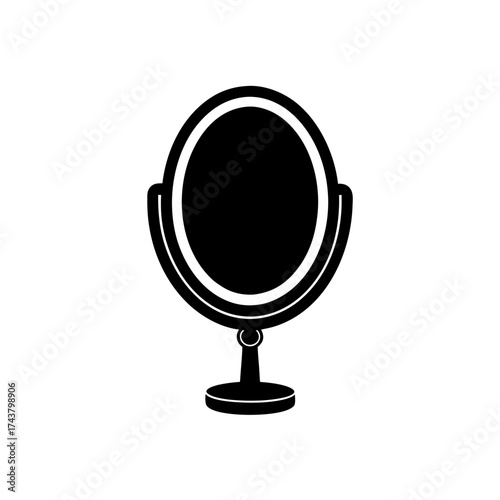 Silhouette of an oval shaped mirror on transparent background