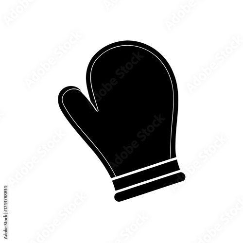 Isolated black oven mitt drawing on transparent background silhouette