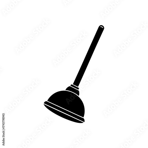 Silhouette of a simple plunger tool on transparent background