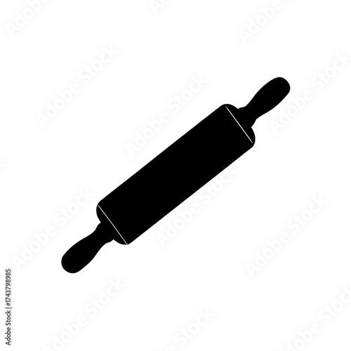 Illustration of a rolling pin tool on transparent background silhouette