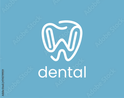 Modern Initial W Dentist Tooth Care Clinic, Letter W Dental Logo Design