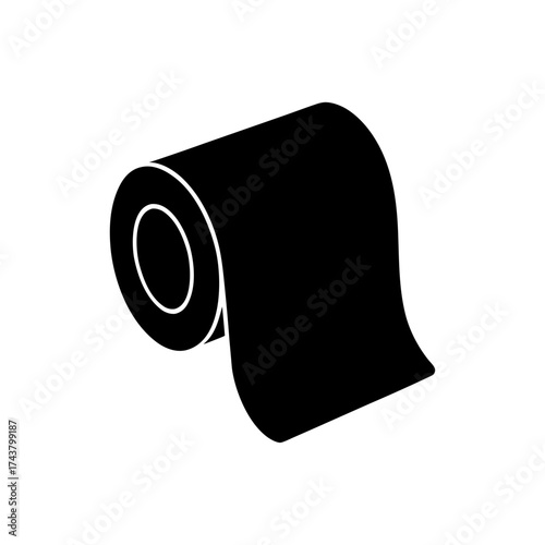 Illustration of a roll of tape black on transparent background silhouette