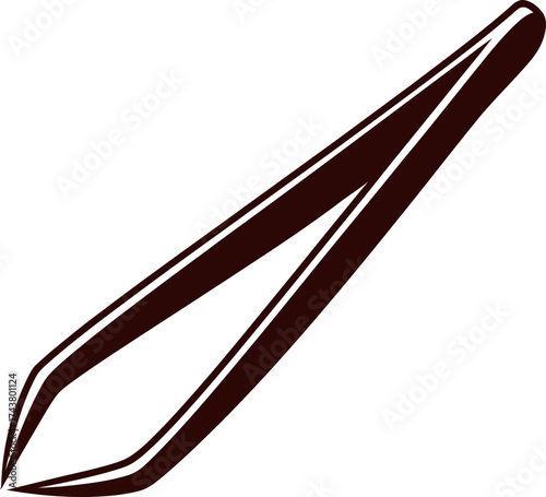 Tweezer tool icon design for beauty, hygiene, medical. Instrument for plucking hair, precise grabbing, craft. Flat black white vector illustration