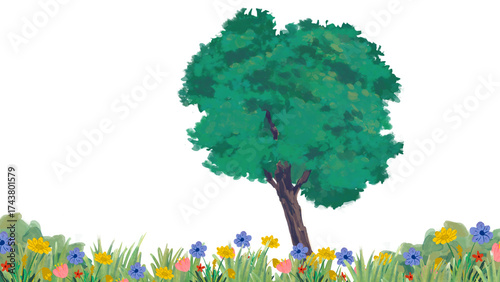 green tree on the grass