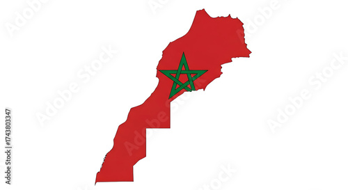 Morocco map flag isolated on transparent background this design integrates the geographical outline of morocco with its national flag, creating a unique and symbolic representation of the country