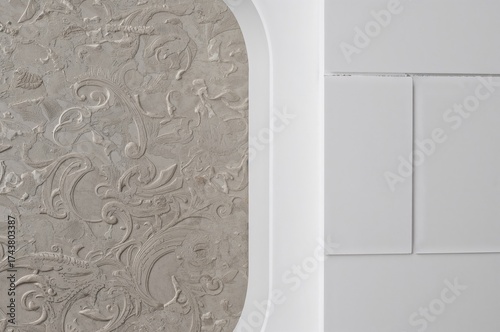 Beige Ceramic Tiles with Carved Design and Glazed Vitrification