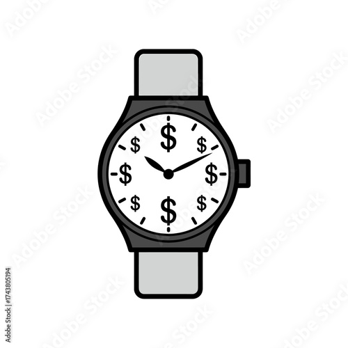 Time is Money Watch Illustration Emphasizing Financial Concepts and the Value of Time Management in Business and Investments