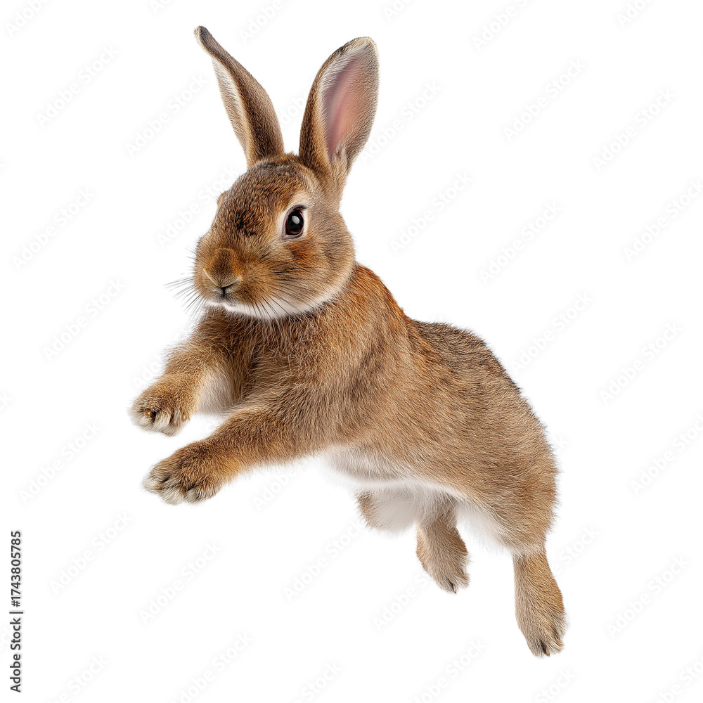 Fototapeta premium Rabbit Hopping Joyfully. Isolated on Transparent Background
