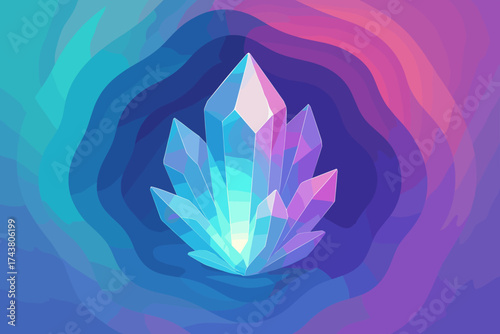 Illustration crystalline vector violet surrounded orb radiant layers rose gradients quartz