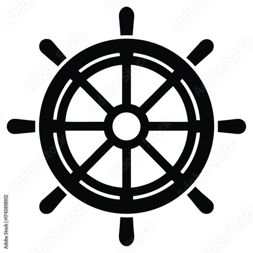 ship wheel vector icon
