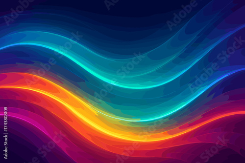 Layered glowing gradient moving arcs illustration flowing across vector electric