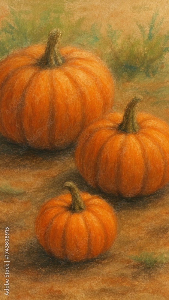 Obraz premium Autumn pumpkins textured illustration mobile wallpaper