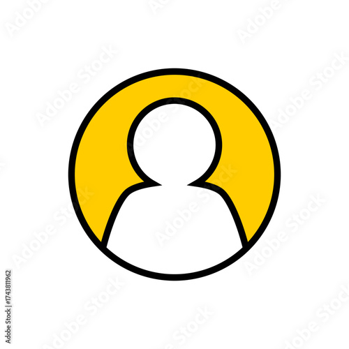 Round user profile button. Circle shape simple minimal vector design. Flat design person silhouette symbol.