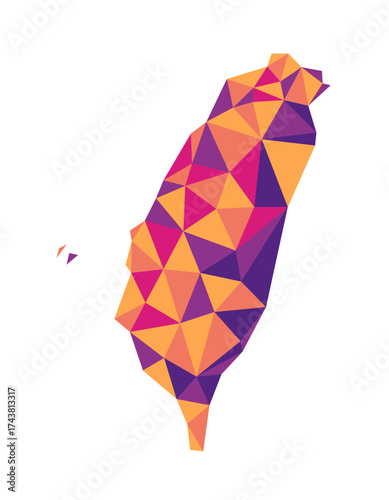 Taiwan map polygon origami paper style. Simple geometric tech map of Taiwan.