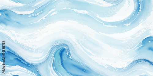 Abstract sky and cloudscape illustration with varying shades of blue artful design
