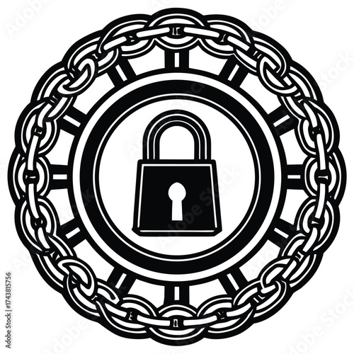 chain around a lock vector icon