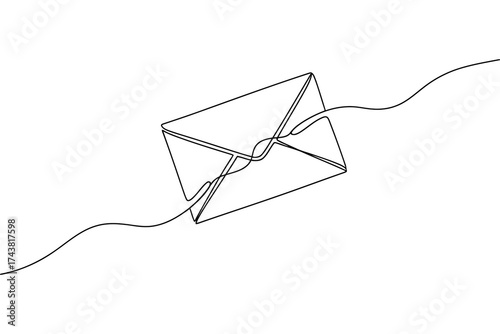 Vector art of continuous one line drawing of an envelope hand drawn vector illustration