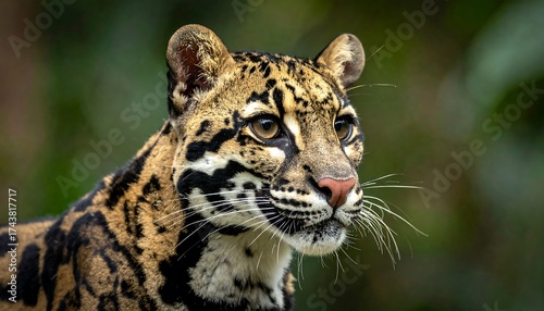 Detailed view of a clouded leopard