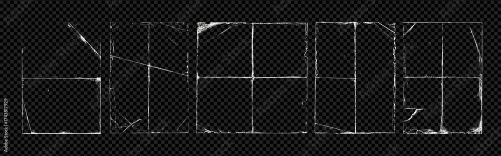 Grunge square and rectangle folded paper frames with creases and wrinkles. Torn paper border with creases collection for poster, mockups and templates. Distressed edge texture overlay for covers.