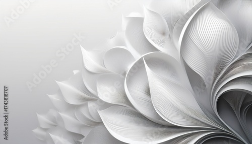 abstract white background with petals of fractal flower