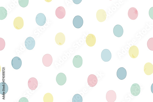 Vector art of pastel watercolor polka dot pattern, a soft and playful design element