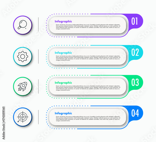 Infographic template 4 options or step 3d color style for start up, logic analysis, presentation, business strategy, theory basic operation vector 10 eps