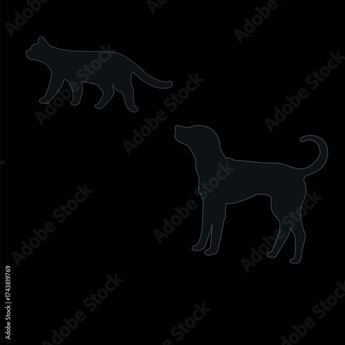 dog and cat silhouette 2