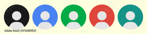 Color circle profile buttons. Profile icons. Profile button set