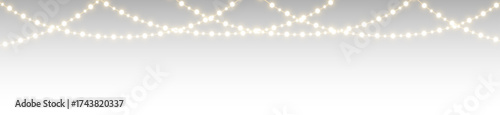 png festive winter garland with glowing Christmas bulbs and star shine
