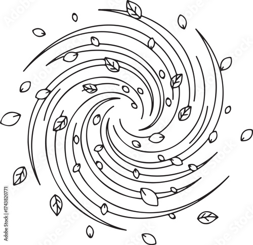 Swirling Lines and Leaves Abstract Pattern spiral vortex