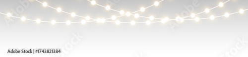 png bright festive garland with glowing Christmas bulbs and illumination
