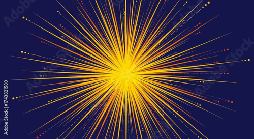 Abstract illustration of a bright yellow burst emanating from a central point.
