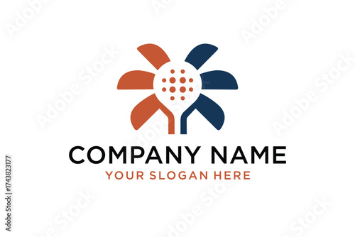palm and tennis racket logo design templete